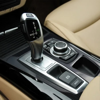 Carbon fiber Auto Styling Multimediálne Handrest Panel Pokrýva Držiak Rámu Orezania Auto Nálepky Na BMW X5 X6 E70 E71 Príslušenstvo