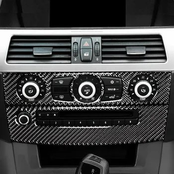 Carbon Fiber Konzoly CD Panel Dekoratívne odvzdušňovací Rám Orezania Na BMW 5 Radu E60 2006-10 Interiérové Dvere Opierkou Kryt Nálepky
