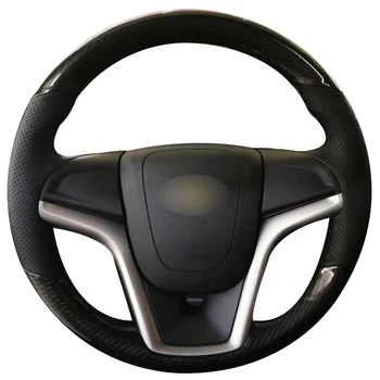 Carbon Fiber Kožené Čierne Kožené Auto Volant, Kryt pre Chevrolet Malibu 2011-Volt 2011-