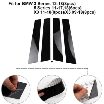 Carbon fiber Piliere Okno Panel Vonkajšie Stĺpec Dekoratívne Nálepky Výbava Pre 1-5 sérií X1 X3 X6 Exteriéru Automobilu styling