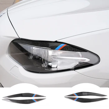 Carbon Fiber Svetlomety Obočie, očné Viečka pre BMW 5 F10 Série 2010-2016 Predných Svetlometov Obočie Výbava Kryt auto príslušenstvo