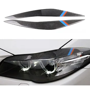 Carbon Fiber Svetlomety Obočie, očné Viečka pre BMW 5 F10 Série 2010-2016 Predných Svetlometov Obočie Výbava Kryt auto príslušenstvo