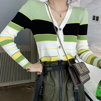 Cardigan Ženy tvaru Prekladané Dlhý Rukáv Elegantný Moderný Nový Príchod Jari kórejský Štýl Slim Outwear Pletenie Denne Dámske na Voľný čas