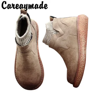Careaymade-Nové Čistá, ručne vyrábané topánky,Kožené topánky,retro umenia mori dievča topánky,Bežné retro krátke topánky,Zimné Udržať teplé topánky