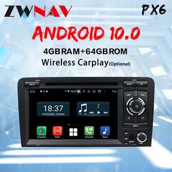 Carplay Android 10 obrazovke Auto Multimediálne DVD Prehrávač pre Audi A3 2003-2013 GPS Navigácia, Auto Rádio Audio Hudbu Stereo Hlava jednotky