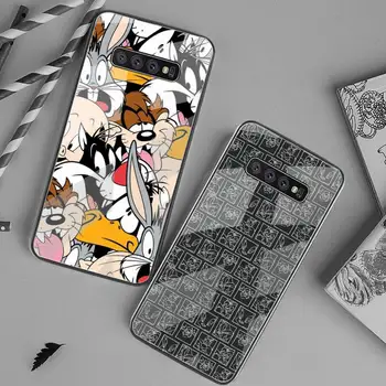 Cartoon Bugs Bunny TweetyBird Daffy Duck Looney Tunes Kryt Telefónu Tvrdeného Skla Pre Samsung S7 S8 S9 S10 Plus Poznámka 8 9 10 Plus