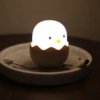 Cartoon Egg Shell Kuracie LED Nočné Svetlo Stmievateľné USB Nabíjateľné Silikónové Spálňa Nočná Lampa pre Deti detský Baby Darček