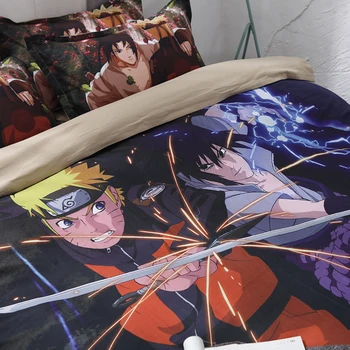 Cartoon Japonské Anime Naruto posteľná bielizeň Sady black 3ks obliečky obliečky kryt deka kryt obliečok pre Deti izba