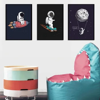 Cartoon priestor astronaut maliarske dekoračné maľovanie domov, obývacia izba, jedáleň
