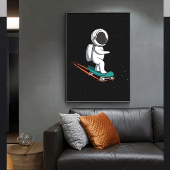 Cartoon priestor astronaut maliarske dekoračné maľovanie domov, obývacia izba, jedáleň