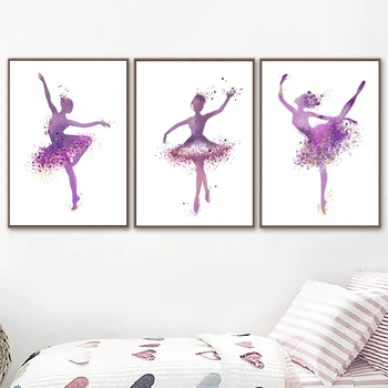Cartoon Ružová Balet Tanečník Dievča Wall Art Plátno Na Maľovanie Nordic Plagáty A Potlačou Obrazov Na Stenu Pre Baby Detská Izba Domova