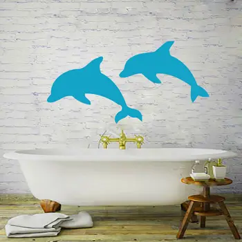 Cartoon Stenu Skok Dolphin Odtlačkový Vinylové Nálepky Sprcha Okno, Baby, Deti, Spálňa Domov Kúpeľňa Decor
