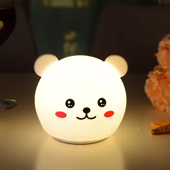 Cartoon Zvierat Usb Nabíjanie Nočné Svetlo Abs Led Žiarovky Dovolenku Panda Silikónové Lampa Plnenie Sedem-farba Poklepal Farebné Inductio