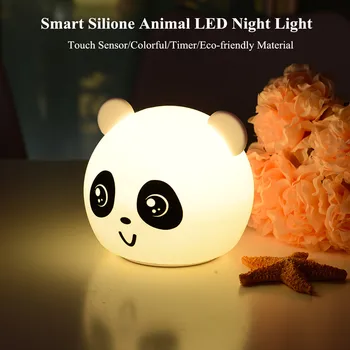 Cartoon Zvierat Usb Nabíjanie Nočné Svetlo Abs Led Žiarovky Dovolenku Panda Silikónové Lampa Plnenie Sedem-farba Poklepal Farebné Inductio