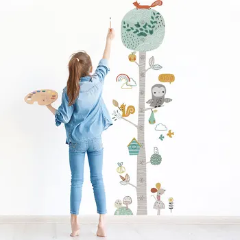 Cartoon zvieratá strom Výška Opatrenie Samolepky na Stenu Domova škôlky dekorácie deti izby obtlačky obývacia izba pozadí nálepky