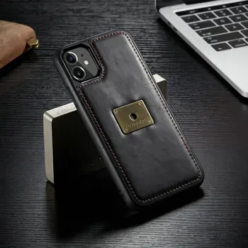 CaseMe Pre iPhone 11 Prípade Luxusné Odnímateľný Podnikania Ročník Magnetické Flip Peňaženky, Kožené puzdro Pre iPhone 11 Mobilný Telefón Kryt