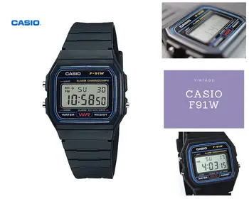 Casio collection F91W-1YER Reloj deporte para Hombre y mujer de Digitálne con Correa sk Resina černoch