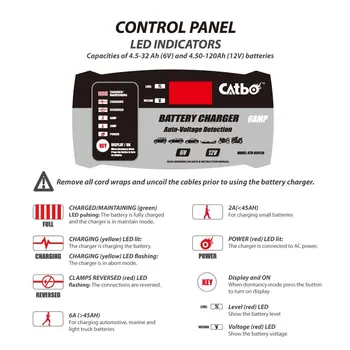 CATBO 6V/12V 100AH Skúter Auto Nabíjačka Batérií LED Displej Inteligentný Pulz Opravy Nabíjačka pre Všetky Olovené Batérie