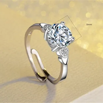 CC Nastaviteľné Prstene Pre Ženy 925 Silver Kolo Kameň Cubic Zirconia Srdce Osobnosti Svadobné Zapojenie Svadobné Šperky CC1481