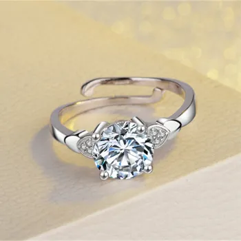 CC Nastaviteľné Prstene Pre Ženy 925 Silver Kolo Kameň Cubic Zirconia Srdce Osobnosti Svadobné Zapojenie Svadobné Šperky CC1481