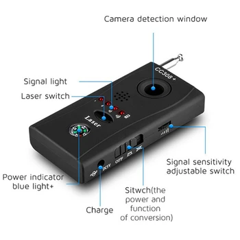 CC308 Bezdrôtový Plný frekvenčný detektor Laserového Detektora Kamera Pre ochranu Osobných údajov Bezpečnostný Signál, GSM Zariadenie Vyhľadávanie