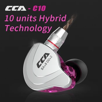 CCA C10 4BA+1DD Hybrid 5 Jednotku V Uchu Slúchadlá HIFI DJ Monito Beží Športové Slúchadlá Slúchadlá Odnímateľný Odpojte Kábel 2PIN