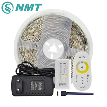 CCT LED Pásy Nastaviť Vodotesný / Non Nepremokavé SMD 5050 60Leds/m Svetla Led Pásky Pásky+2.4 G/24 Tlačidlo Diaľkového ovládača