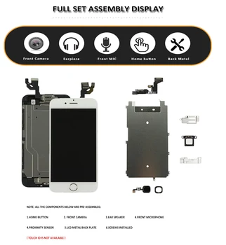 Celý Set LCD displej pre iPhone 6S 6S Plus LCD s Home Tlačidlo, Fotoaparát na Prednej strane Kompletný Montáž Displeja Dotykový Displej Digitalizátorom. Replacemen