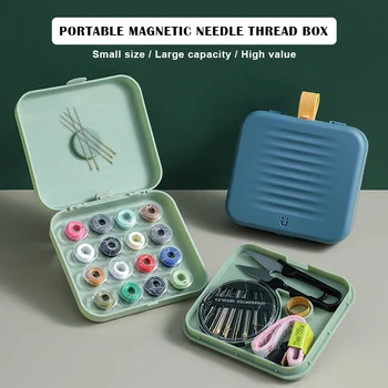 Cestovať Domov Malé Magnetické Šitie Box Šijacia Niť Navliekača Ihly A Nožnice Auta Pletenie Vlasy Háčkovanie