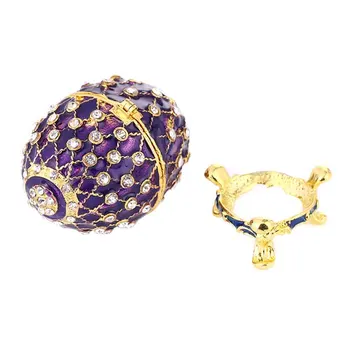 Cestovné Krištáľ Dekoratívny Závesné Faberge Štýl Smaltované Šperky Box Trinket Skladovanie Mini Prenosné Ručne Maľované Pre Ženy