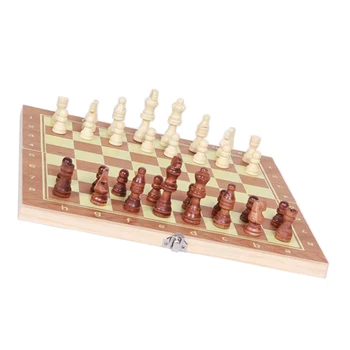 Cestovné Šachy Set 3 v 1 Šach, Dáma Backgammon Nastaviť pre Dospelých, Deti, Skladacia Doska 9.4 Palec, BPA Free Drevnej hmoty