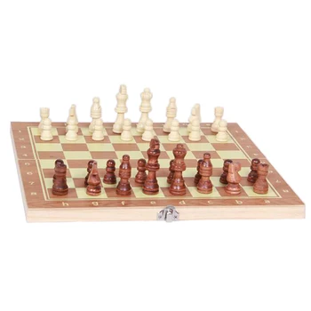 Cestovné Šachy Set 3 v 1 Šach, Dáma Backgammon Nastaviť pre Dospelých, Deti, Skladacia Doska 9.4 Palec, BPA Free Drevnej hmoty