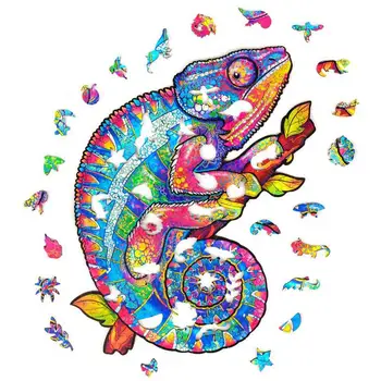 Chameleon Unikátne Drevené zvierat Skladačka Puzzle Tajomné 3D Puzzle Darček, Pre Dospelých, Dieťa Vzdelávacie Báječný Darček Interaktívne Hračky