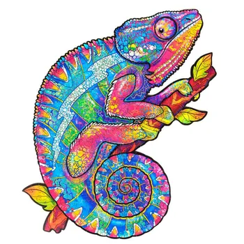 Chameleon Unikátne Drevené zvierat Skladačka Puzzle Tajomné 3D Puzzle Darček, Pre Dospelých, Dieťa Vzdelávacie Báječný Darček Interaktívne Hračky