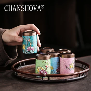 CHANSHOVA Cestovné prenosné Malé Čajové caddy kanister Zapečatené, keramická nádoba čaj box Smalt Farba kontajnera, Čína Porcelánu H294