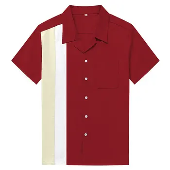Charlie Harper Tričko Pruhované Vertikálne Košele pre Mužov 50. Rockabilly Tričko Tlačidlo Nadol Bavlnené Tričká Krátky Rukáv Vintage Šaty
