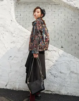 CHEERART Dizajnér Vintage Bunda Etnických Jesenné Bundy A Kabáty Brocade, Tlačené Outwear 2019 Módne Oblečenie