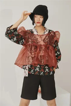 CHEERART Organza Japonskom Štýle Kimono Kabáty A Bundy Ženy Jesenné Vinobranie Kvetinový Tlač Belted Bunda Dámske Kabáty Módne 2020