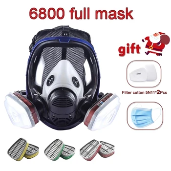 Chemické Masky 6800 Plynová Maska, Prachotesný Respirátor Farba Pesticídov Sprej Silikónové Plnú Tvár Filtre pre Laboratórne Zváranie