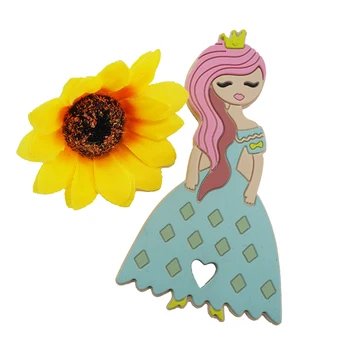 Chenkai 1PCS Silikónové Princezná Teether Detské Figuríny Beautyful Dievča Počiatočných DIY Detská Zubná Pohodlné Cumlík Náhrdelník Dary