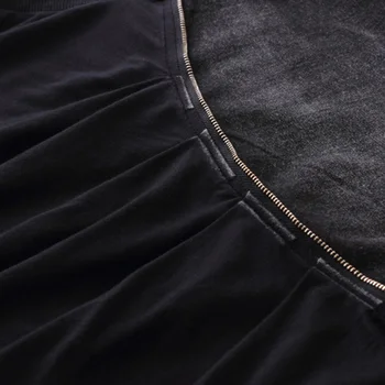 CHICEVER Čierny Pulóver T Shirt V Krku Patchwork Vrecká na Zips, Batwing Dlhý Rukáv Nadrozmerné T Košele 2020 Jeseň Fashion Tide