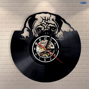 Chihuahua Vinyl Nástenné Hodiny Roztomilý Pes Vyrobené Z Vinyl Fan Art Ručné Dom Spoločenské Šteňa Zvierat Stenu Decor Vinylové Dosky Hodiny