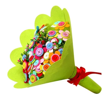 Childen DIY umelecké remeslo strane kytice pre učiteľov, deň/deň matiek / Deti handmade hračky tlačidlo kvety na darčeky a darčeky