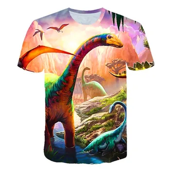 Chlapci Dievčatá Dinosaura Krátky Rukáv T Shirt Letné Baby Chlapci Polyester Oblečenie T Shirt Deti Sonic Topy Tees Deti Oblečenie 4-14T