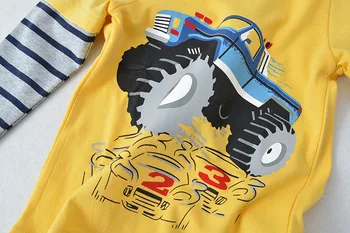 Chlapci dievčatá Dizajnér značky T shirt jar Jeseň fashion Dlhý rukáv tričko Bavlnené športové auto Dinosaura top tees, baby, deti oblečenie