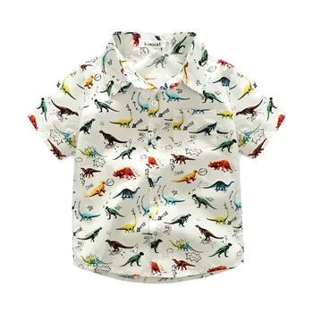 Chlapec krátky rukáv nové detské tričko fashion príležitostné letné roztomilý dinosaurus dovolenku bežné tričko
