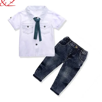 Chlapec Oblečenie Set Bežné T-Shirt Šatku Džínsy 3ks Dieťa Oblečenie Nastaviť Letný Detský Kostým Pre 2-7 Rokov