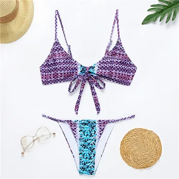CHRONSTYLE Sexy Obväz Ženy Bikini Set 2021 Lete Plavky, plážové oblečenie Push Up Čalúnená Tangá Plavky Plážové Kúpanie Oblek Biquini