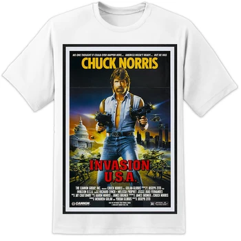Chuck Norris Invázie Usa Retro Film Plagát Tričko (S - 3Xl) Vintage 80 Filmu Homme Prispôsobené Tee Tričko