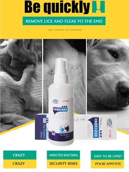 CHZK Pes In vitro Odčervené Medicíny Psy, Mačky Odstrániť Velká Vši Parazitov, Mačky Psy Roztočov Insekticíd Sprej Pet Odčervené